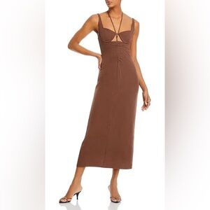 FORE Drawstring Tie Neck Cutout Dress NWT sz S
